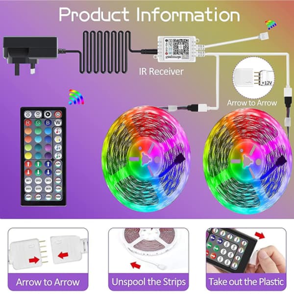 18m LED Lys Bluetooth RGB Lys LED Strip Lys