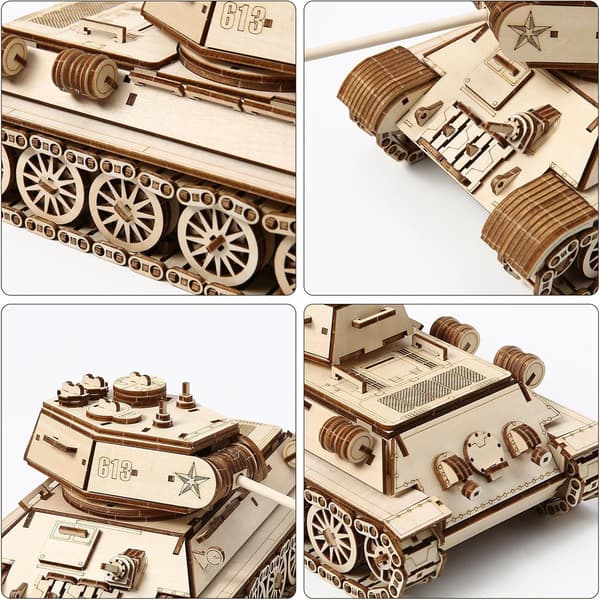 3D Træpuslespil til voksne, DIY Tankmodel, Kreativ Samlemodel til voksne, DIY Samlepuslespil, Træhåndværkssæt til juledag