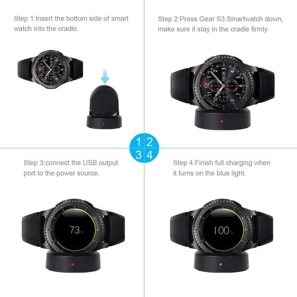 Gear S3 Klockladdare, S4 S2 Trådlös Qi Laddningsdocka för Classic/Frontier Smartwatch