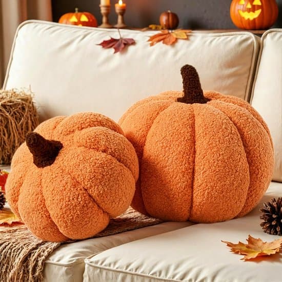 Sæt med 2 efterårsgræskarpuder – Halloween dekorative plysgræskarpuder – 3D græskarlook til efterår, Thanksgiving, soveværelse 20 & 28 cm