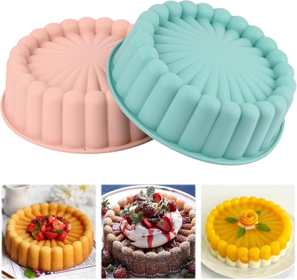 Sett med 2 runde bakeformer – 20 cm non-stick silikon for kaker, ostekake, brownies og quiche