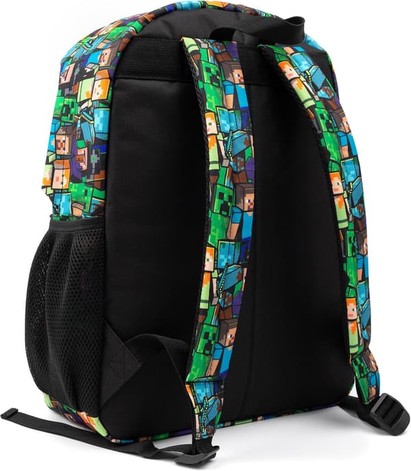 Minecraft Rygsæk til Drenge, Sort Skoletaske til Børn, Grøn Creeper Zombie Skelet Enderman & Huleedderkop