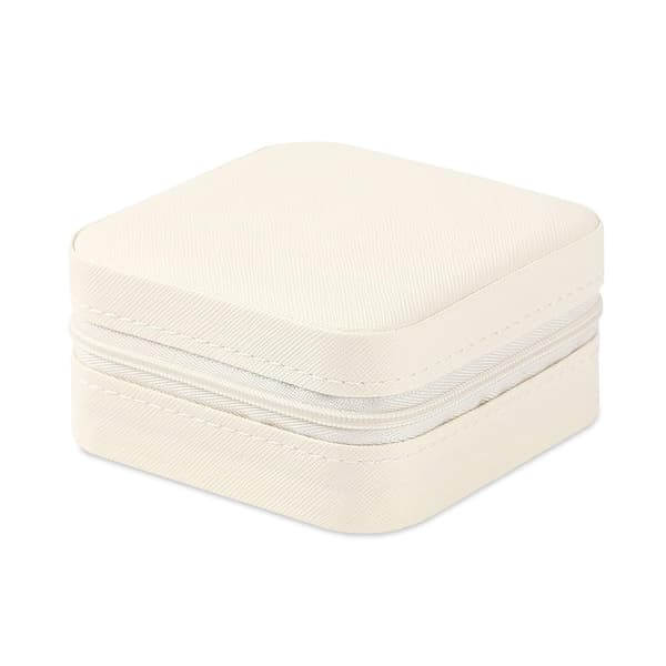 Bärbart Mini Smyckeskrin i Läder Smycken Ring Organizer Fodral Förvarings Presentförpackning Flickor Kvinnor (vit).