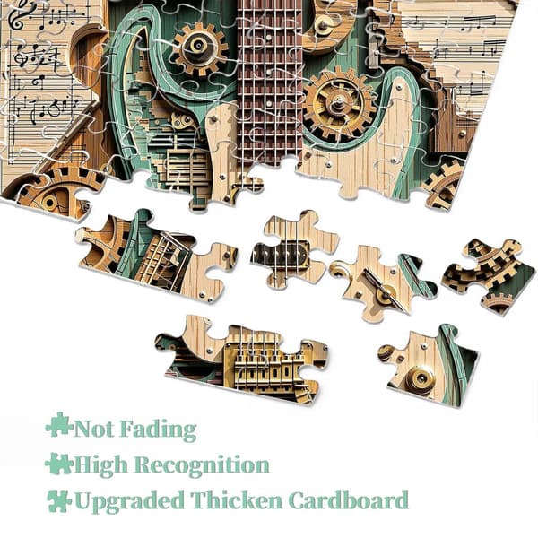 Gears & Strings 1000-bitars Steampunk Gitarrpussel, Vintage Gitarr 1000 bitar Pussel som Heminredning, 1 st