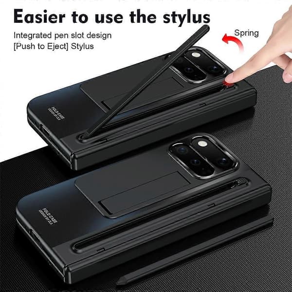 Kompatibelt deksel for Google Pixel 11 Pro Fold med hengselbeskyttelse, PC-deksel med herdet glass og penn Black