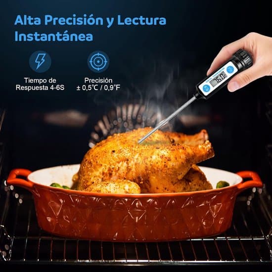 Matlagningstermometer - Lång Digital Köketermometer med LCD-display för Mat - Kött - Olja - Mjölk - Vin - Grill - Varmt Vatten - Svart