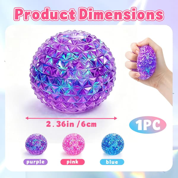 Squishy 2,2 tums diamantklämbollar Super Solid Squeeze Globbles Långsamt stigande Squishy, roliga Squishies för stresslindring, födelsedagspresenter fest (violett)