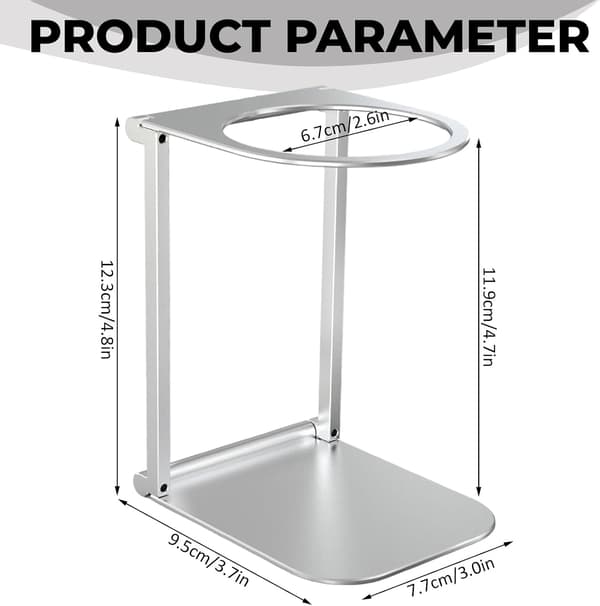Bärbart, hopfällbart kaffemaskinsstativ i aluminium med bas, lämpligt för espresso, kontor, hem och camping.