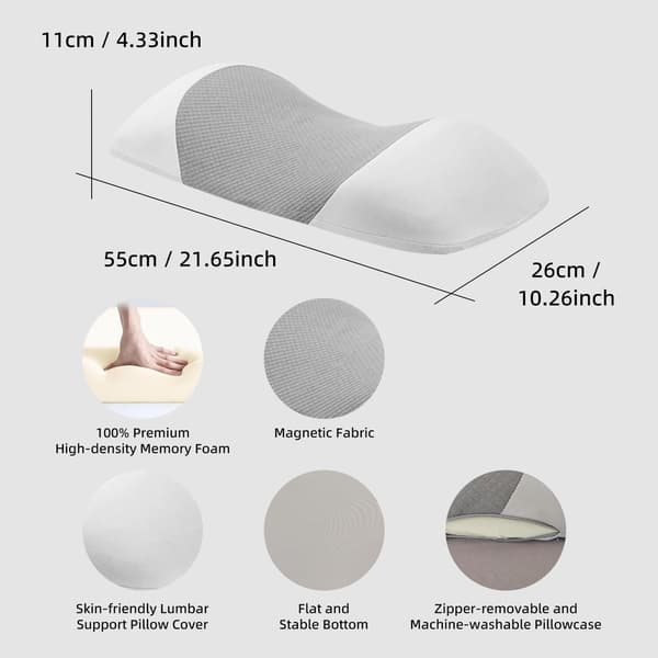 Lændestøttepude til søvn, Premium Memory Foam Lændesmerter Lindring Sengestøttepuder til Bil, Seng, Sofa, Taljestøtteplejepude