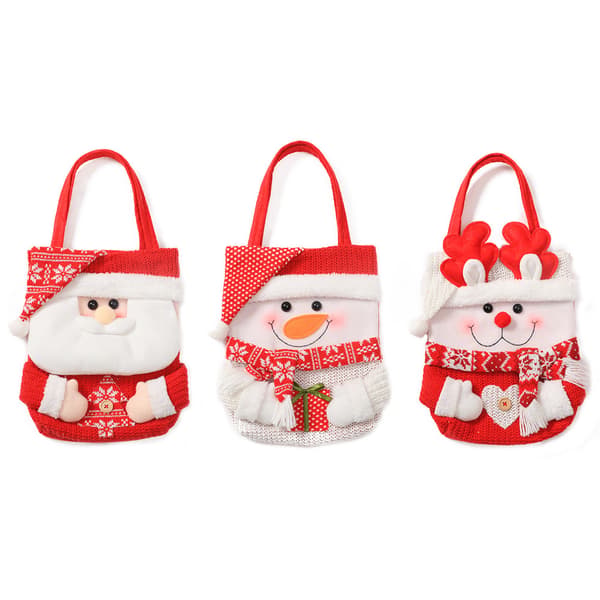 3 st julklappspåsar i sammet, julaftons äppelpåse, presentpåse, handväska, fliphatt, tecknad godispåse, jultomte, älg, snögubbe