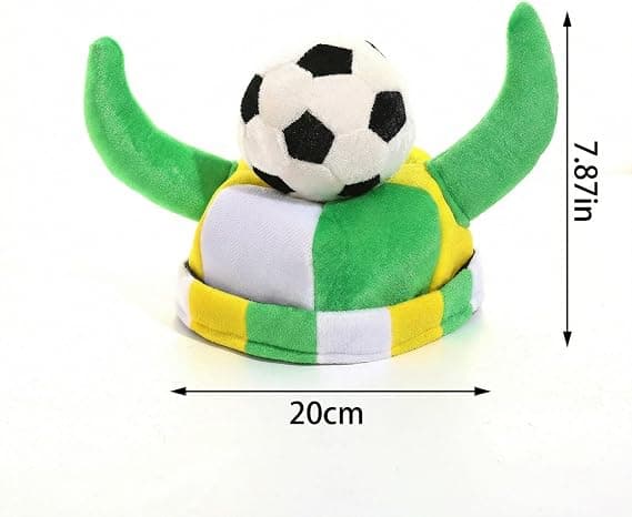 Fotbollsfanshatt med plyschfotboll – Flaggfärger Nyhetshatt för sportfester och matchdagar