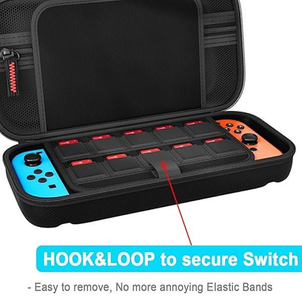 Switch bæretaske til Nintendo Switch, Switch OLED, med 20 spilkassetter