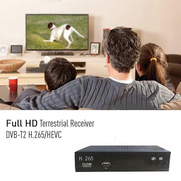 DVB-T2 HEVC 265 Digital TV-tuner DVB-T2 265 1080P HD Dekoder USB Terrestrisk TV-mottaker Set-Top Box EU-plugg