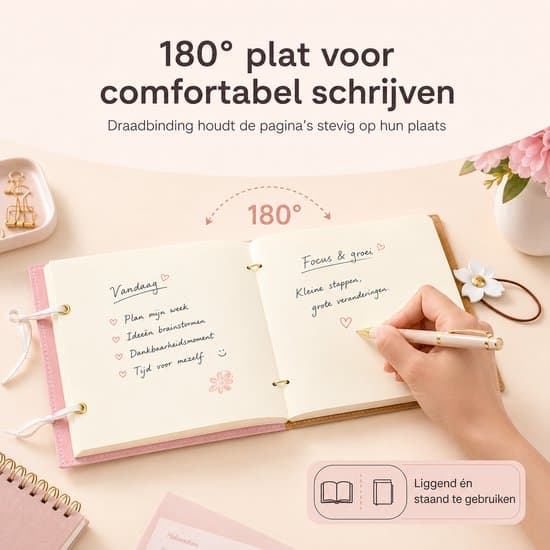 Tom Notesbog 240 Sider - Kvadratisk Journal med Blomsterlukning og 180° Fladliggende Design - Pink
