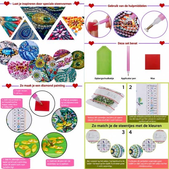 Sæt med 6 Diamantmaleri Julekort – 15x15cm DIY Julekort med Konvolutter – Julemand & Vintertema Håndlavede Lykønskningskort