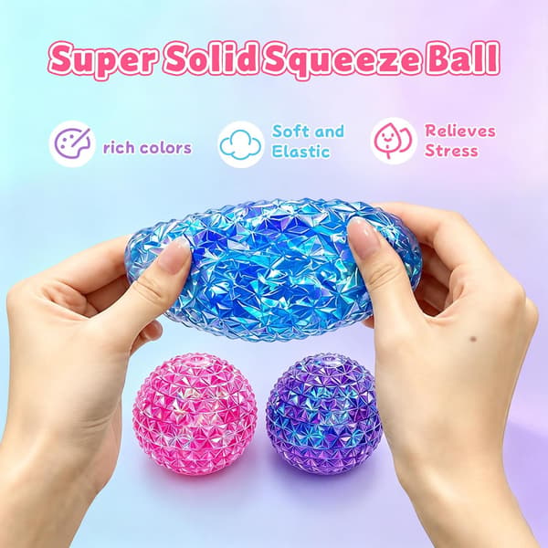Squishy 2,2 tums diamantklämbollar Super Solid Squeeze Globbles Långsamt stigande Squishy, roliga Squishies för stresslindring, födelsedagspresenter fest (violett)