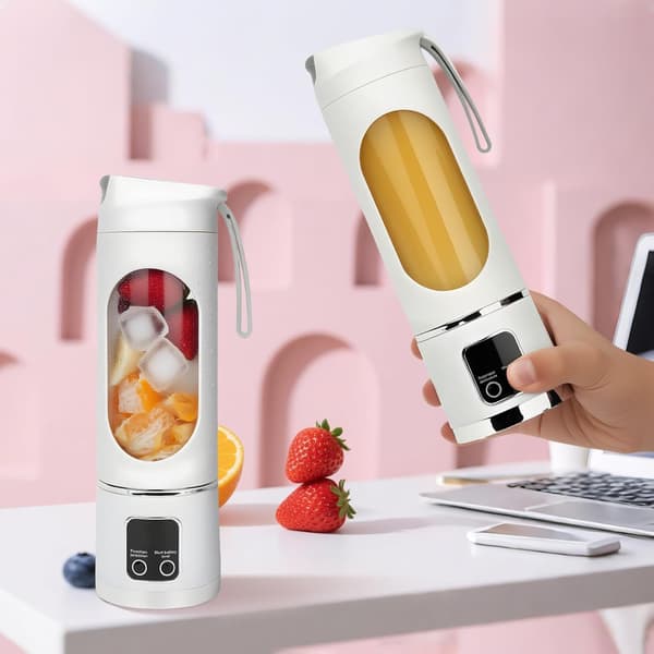 Trådløs blender, multifunksjonell juicekopp, doble 1500mAh batterier og 12 blader, 3-hastighets 450ml bærbar blender