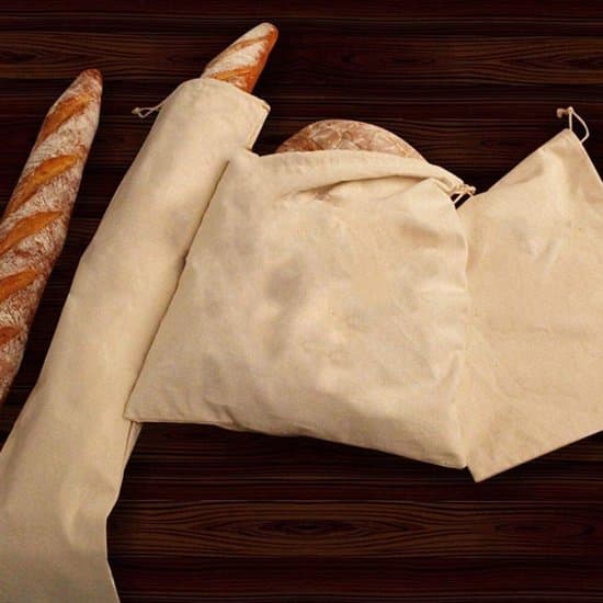 4 stk brødposer Linbrødposer Brødposer med snøring Brødpose og baguettpose Ubleket Gjenbrukbar Null avfall For hjemmelaget brød
