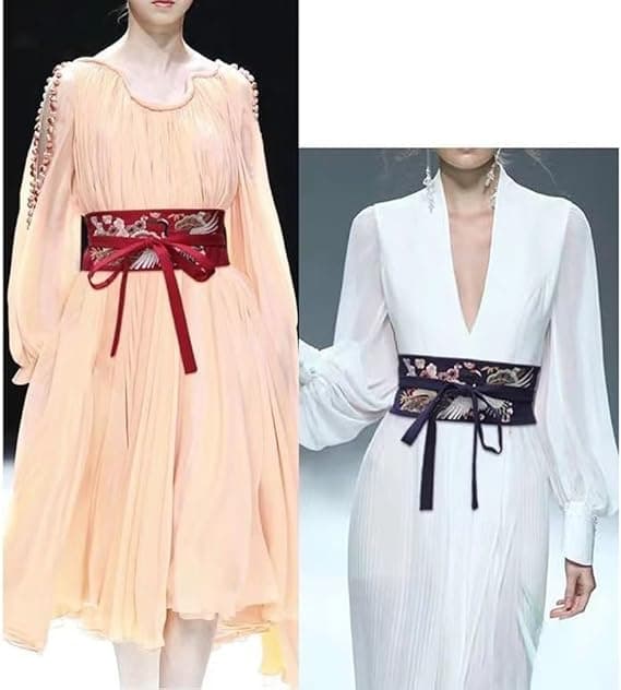 Kvinnor Japansk Obi Retro Bälte för Kimono Robe Yukata Brett Blommig Omlottklänning Slips Cinch Midjebälte Röda Red