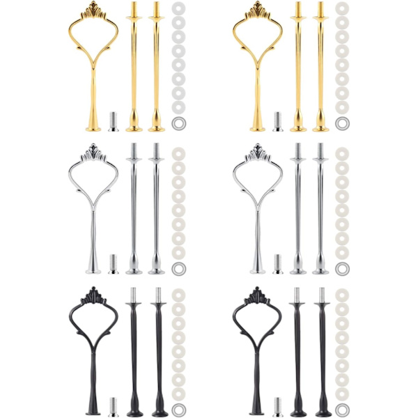 6 sæt kagefad hardware 3-lags kagefadsholder til bryllup og fest