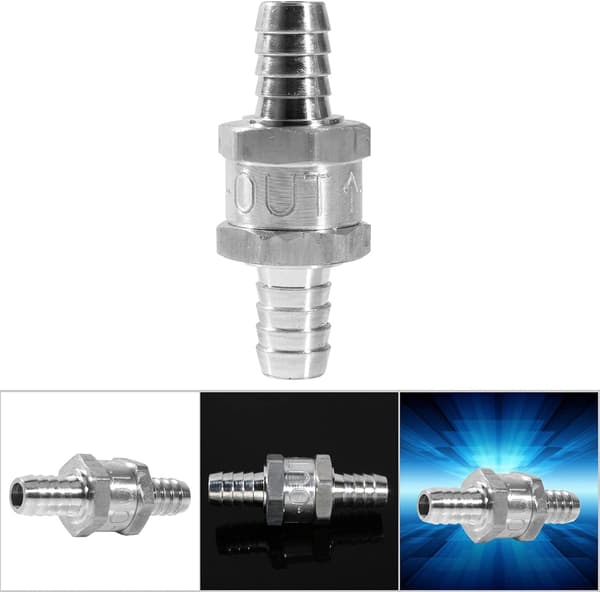 Backventil, bränslebackventil i aluminium, valfri för förgasare och lågtrycksbränslesystem (12 mm 1/2 aluminiumlegering)