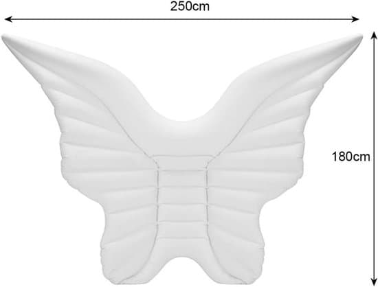 Oppustelig sommerfugl vandflyder – Stor PVC poolflyder – Oppustelig vandseng til pools og vandbrug – Hvid – 250 x 180 cm