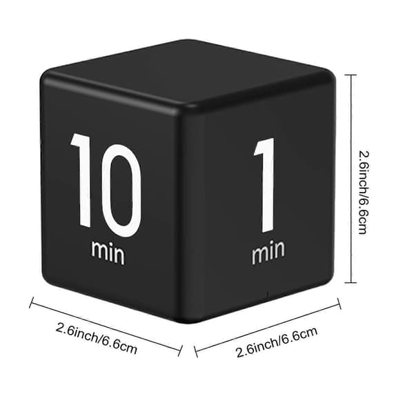 Roterende Pomodoro-timer 1-60 minutter forhåndsinnstilt LED-skjerm Justerbart volum Kubetimer for arbeid og studier