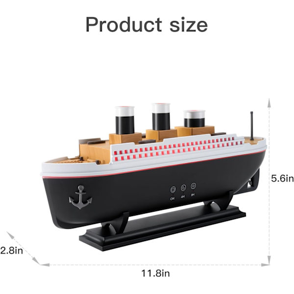 Titanic Luftfukter 250ml, Eterisk Olje Diffuser Kjølig Tåke Ultralyd Aroma Aromaterapi Diffuser med Fjernkontroll 7 Lys 2 Tåkemodus Auto