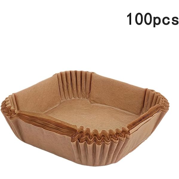 Air Fryer Pappersfoder, 100 st engångspergamentfoder, non-stick och oljesäkra för enkel rengöring/kvadrat