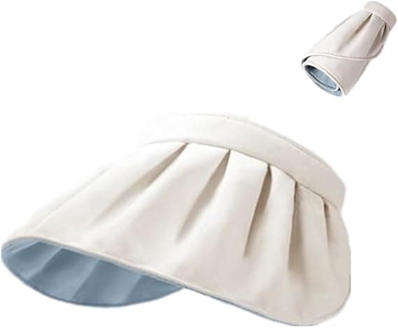 Sammenfoldelig solskærmshat med bred skygge til kvinder, afslappet roll-up strandhat, tom top solhat med UV-beskyttelse til sommer (beige)