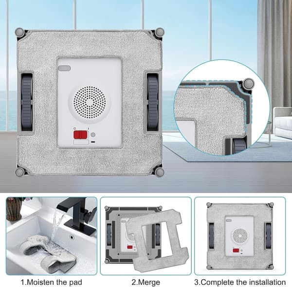 Ecovacs Winbot W1/W2 Vindusvaskerrobotputer – 6-delt Vaskbart Mikrofibersett