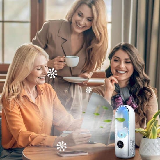 Bladeless fläkt – 6 hastigheter & timer – USB multifunktionell kontroll med LED-display – Tyst & bärbar för sovrum, kök, kontor – Vit – 1 enhet