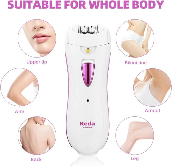 Epilator, Smooth Glide Epilator til kvinder ansigt, genopladelig epilator glat ansigtstrimmer enhed med LED-lys