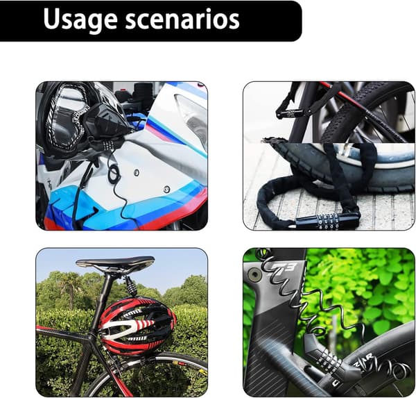 Cykelkabellås, 4-siffrig kombination stöldskydd bärbart cykellås, härdat stål mini cykellås för hjälmar, cyklar, bagage, barnvagnar etc.