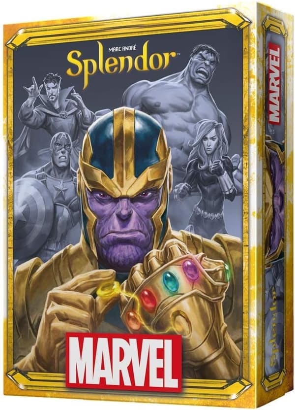Asmodee Splendor Marvel – Superhelte Strategi Brætspil: Saml Avengers og indsaml Infinity Stones for at besejre Thanos; Alder 10+, 2-4 spillere
