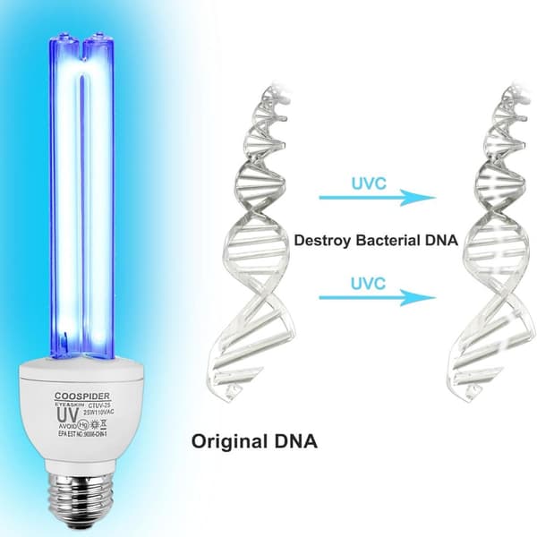 UV-lamppu, 25 W UVC-lamppu kellariin/varastoon/autoon, E27 220 V (otsoni)