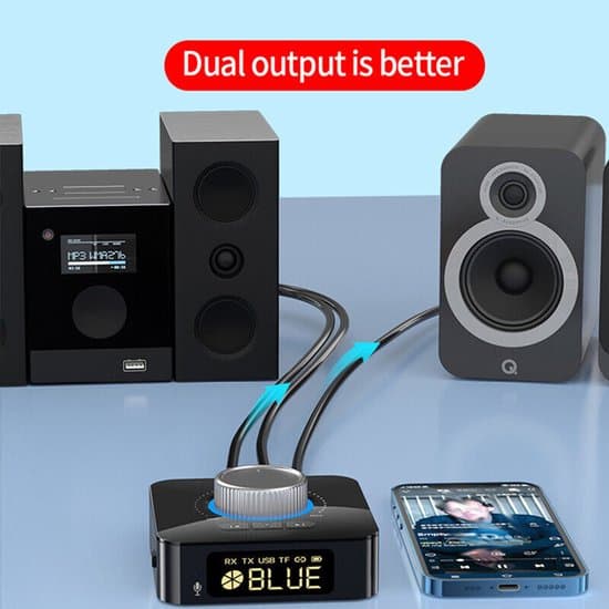 Bluetooth 5.0 mottaker/sender trådløs 3,5 mm AUX til RCA HiFi lydadapter