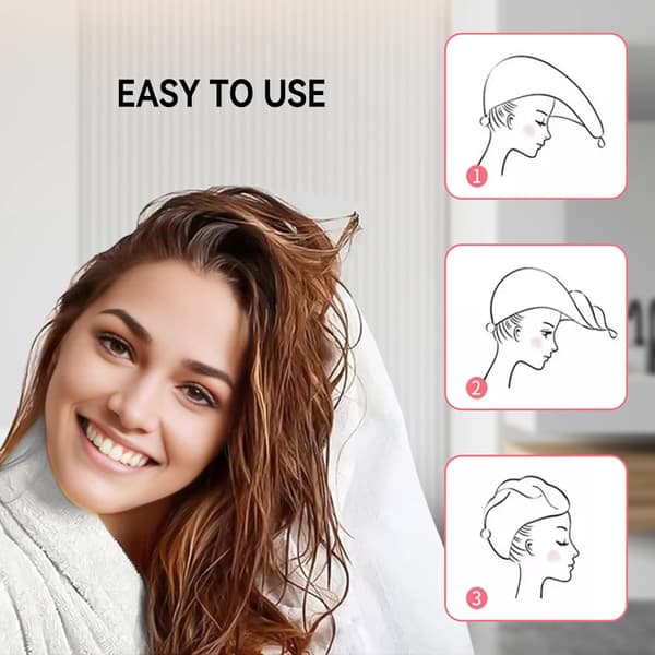 2-pack Satin Microfiber Hårhandduk, Hårtorkningshandduk med Knapp och Elastiska Band, Superabsorberande Snabb Microfiber Handduk Turban för Kvinnor Barn