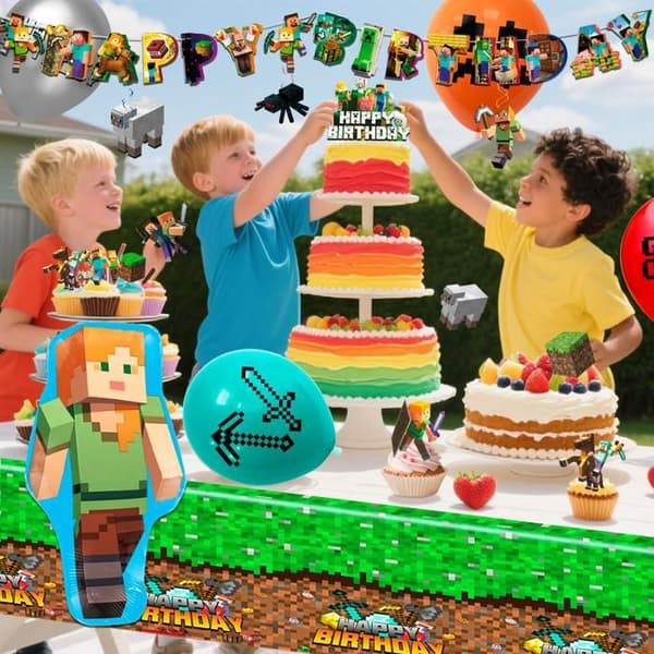 Syntymäpäiväkoristeet - INBOXXARTY - Minecraft - Ilmapallot ja tarvikkeet - Monivärinen - Lapsille
