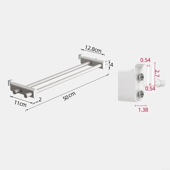 Pyyheteline patteriin ja lämmittimeen – Valkoinen ripustusteline 50 cm