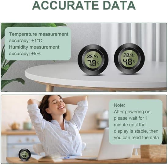 Termometer - Digital termometer - Mini digital inomhustermometer - LCD digital hygrometer - Temperatur- och fuktighetsmätare för hemmet - Svart - 2 st
