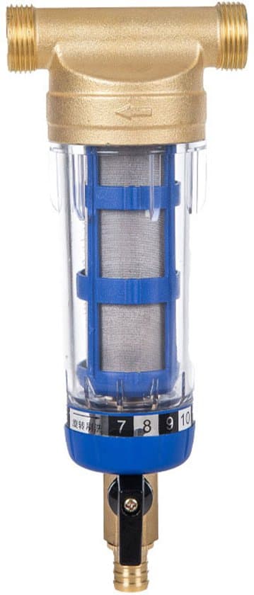 Gjenbrukbart sedimentfilter med spinn-på-montering – Utvendig gjenge – Forfilter for sediment i fonteneslange – Sedimentfilter