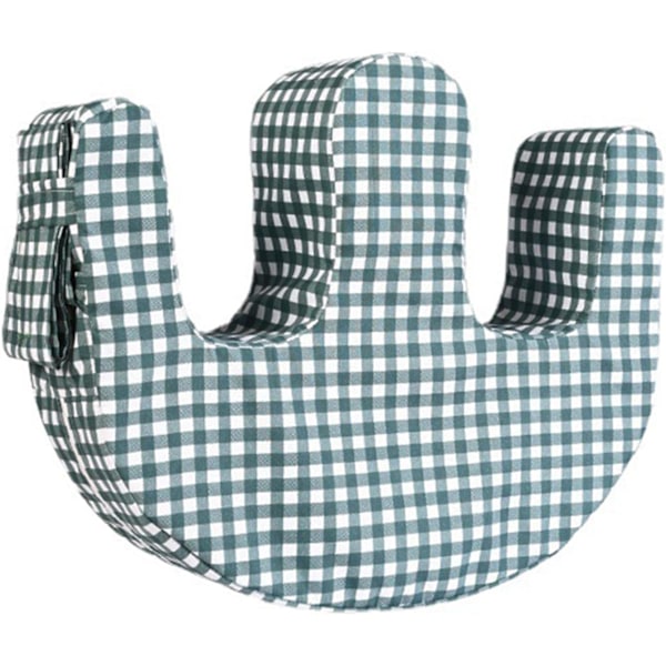 Gingham U-formet side sovepude - Multifunktionel kilepude til sengeliggende og pleje efter operation