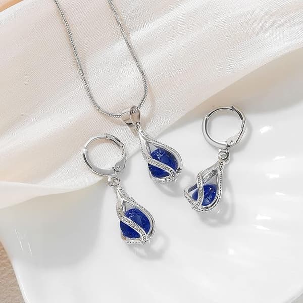 Sølv smykkesæt, rhinestone og krystal til kvinder, brudepige tilbehør halskæde og øreringe sæt til bryllupper og gallafester.