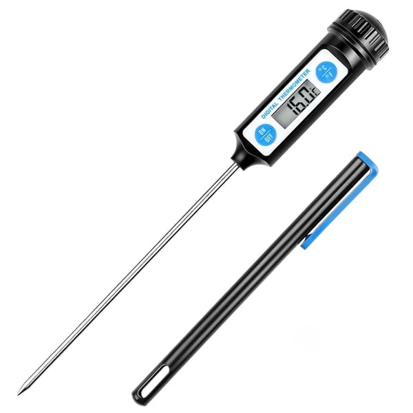 Matlagningstermometer - Lång Digital Köketermometer med LCD-display för Mat - Kött - Olja - Mjölk - Vin - Grill - Varmt Vatten - Svart