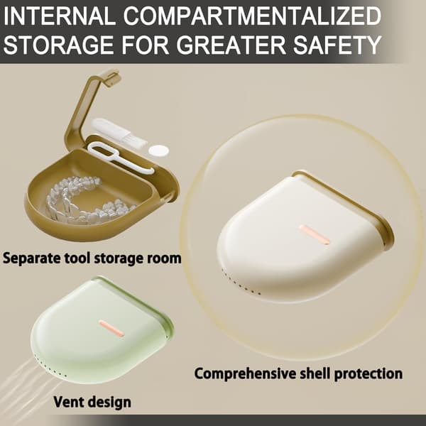 Retainerfodral med ventilationshål, utdragbart smalt alignerfodral, kompatibelt med Invisalign, munskyddssats, modernt ortodontiskt retainerfodral med retainer