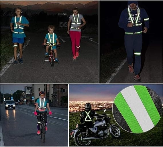 Refleksvest 2 stk Reflekterende Trafikk Arbeidsbeskyttelse Konstruksjonsstropp Nattløping Sport Sykkelklær Elastisk For Sykling Jogging Løping