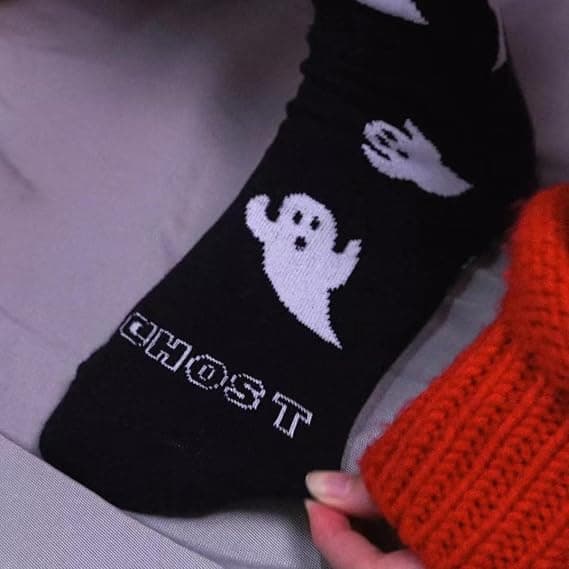 4 par elastiska damsockor med spökmönster Y2k Fairy Dark Academy Halloweensockor