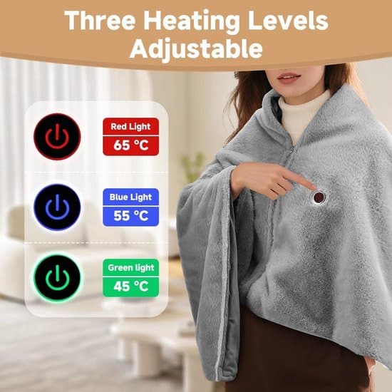 Sähköpeitto - Johdoton lämpöpeitto - USB-lämpöpeitto - Pestävä - 3 lämpöasetusta - 8 lämmitysaluetta - 147 x 82 cm
