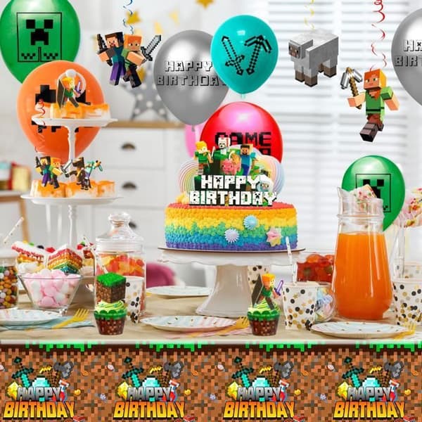 Syntymäpäiväkoristeet - INBOXXARTY - Minecraft - Ilmapallot ja tarvikkeet - Monivärinen - Lapsille